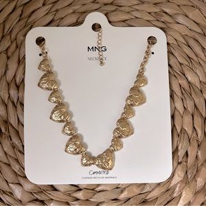 NWT Mango Gold Heart Statement Necklace